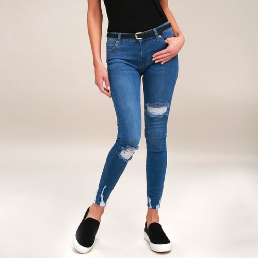 Free people shark bite raw hem jeans